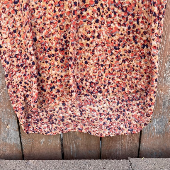 W5 Women’s Orange Red‎ Navy Speckled V Neck Lightweight Blouse Size Large - Picture 8 of 10